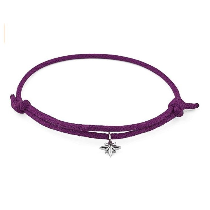 Bracciale corda Rosato con rosa dei venti in argento | RomanoGioielli