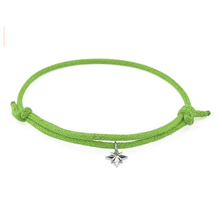 Bracciale corda Rosato con rosa dei venti in argento | RomanoGioielli