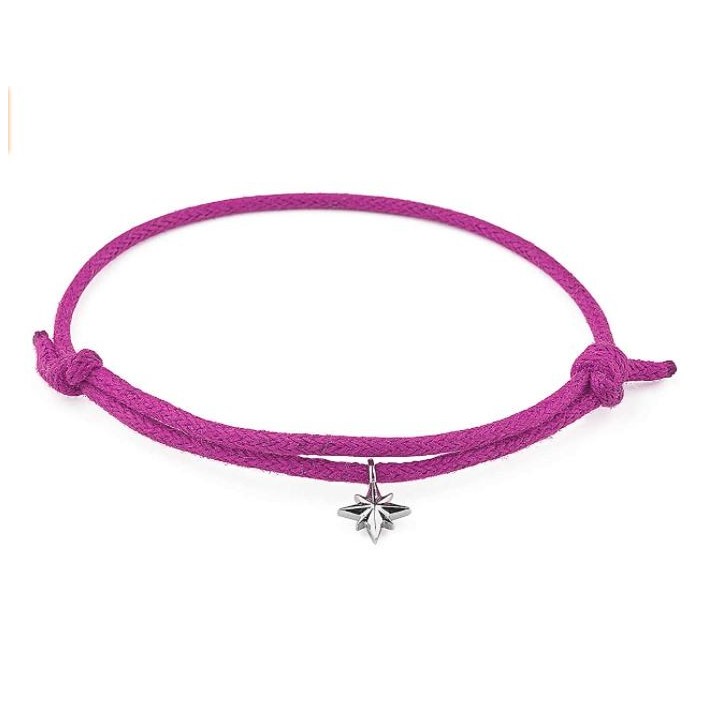 Bracciale corda Rosato con rosa dei venti in argento | RomanoGioielli