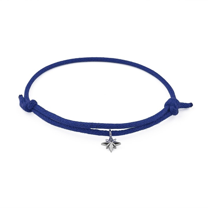 Bracciale corda Rosato con rosa dei venti in argento | RomanoGioielli