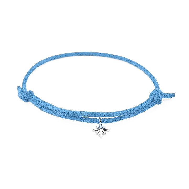 Bracciale corda Rosato con rosa dei venti in argento | RomanoGioielli