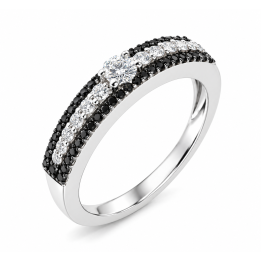 Anello veretta Salvini in oro 18kt e diamanti bianchi e neri 20042161