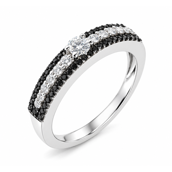 Anello veretta Salvini in oro 18kt e diamanti bianchi e neri 20042161
