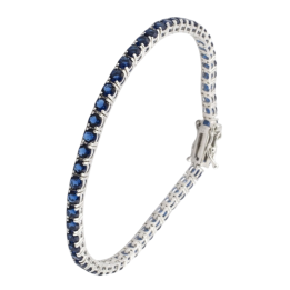 Bracciale Tennis in Argento 925 con Pietre Blu di 3mm di diametro.