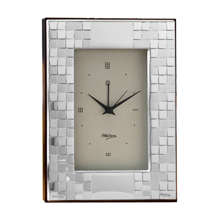 Soprammobile Orologio Sveglia Argento Legno OTTAVIANI 29732BM