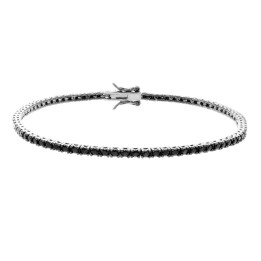 Bracciale Tennis in Argento con Pietre Nere di 2mm di diametro
