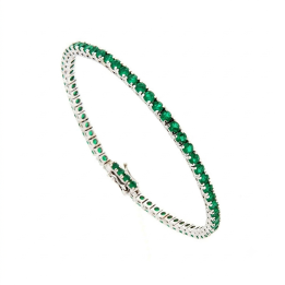 Bracciale Tennis Unisex con Pietre Verdi in Argento 925