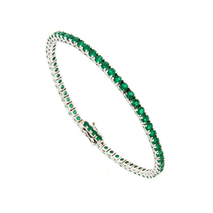 Bracciale Tennis Unisex con Pietre Verdi in Argento 925
