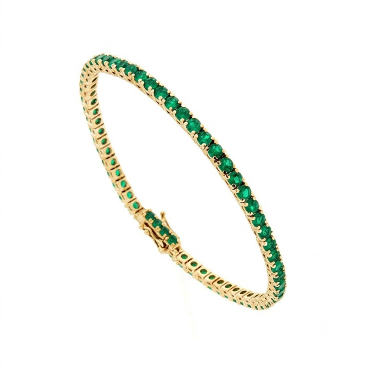 Bracciale Tennis Unisex con Pietre Verdi in Argento 925