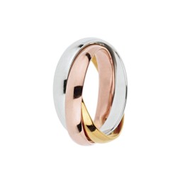 Anello intrecciato con tre cerchi dei tre colori di oro | RomanoGioielli.it