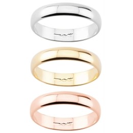 Fede nuziale in argento bombata larga 3,8mm argento bianco o dorato - RomanoGioielli.it