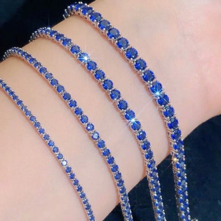 Bracciale Tennis in Argento 925 con Pietre Blu