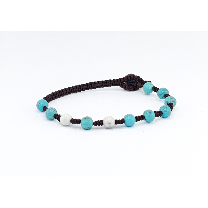 Bracciale uomo in corda Turchese e Howlite Bianca | RomanoGioielli