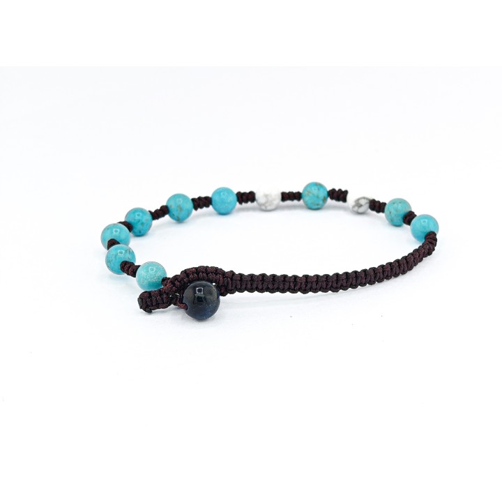 Bracciale uomo in corda Turchese e Howlite Bianca | RomanoGioielli
