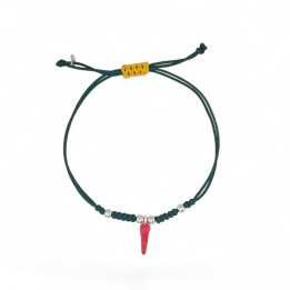 Bracciale corda con cornetto portafortuna in argento | RomanoGioielli