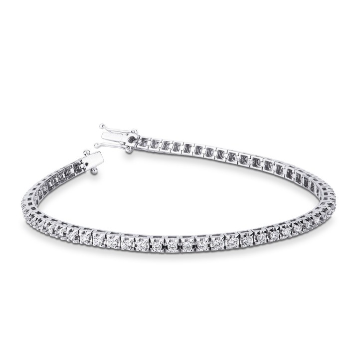 Bracciale Tennis in Oro Bianco a Piramide con Diamanti 2.90Ct
