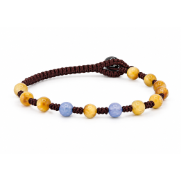 Bracciale uomo artigianale con Occhio di Tigre e Acquamarina