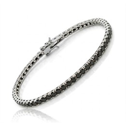 Bracciale Tennis in Argento con Pietre Nere