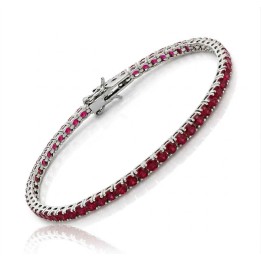 Bracciale Tennis in Argento 925 con Pietre Rosse