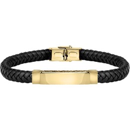 Bracciale Uomo Sector Pelle  e Targa Dorata - RomanoGioielli.it