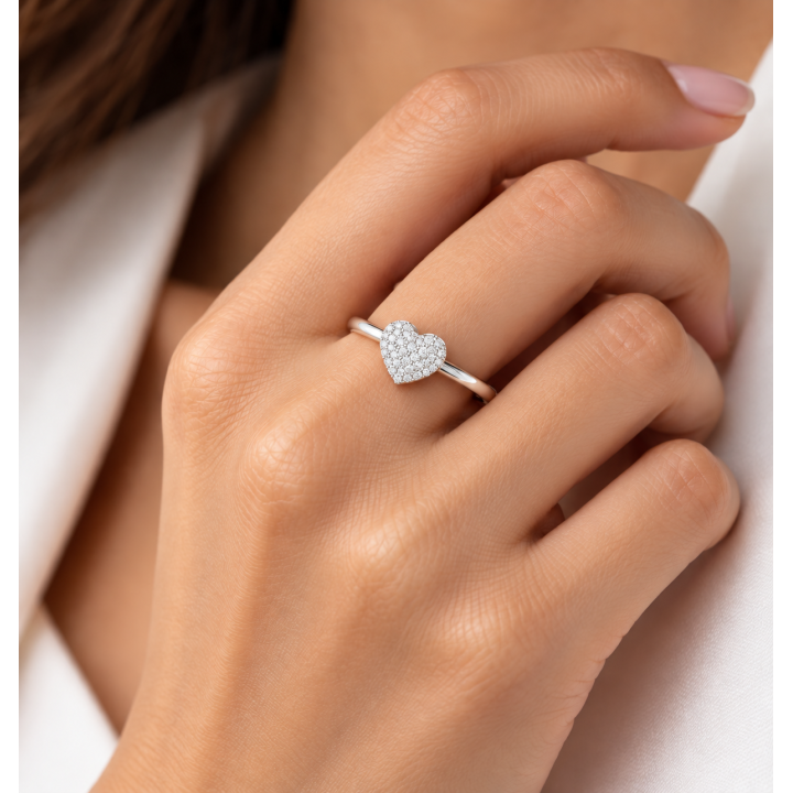 Anello donna NAMURI cuore pavè ASMRC02 - RomanoGioielli