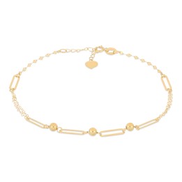Bracciale femminile in Oro Giallo 18kt con maglie larghe altrenate a tre sfere lucide