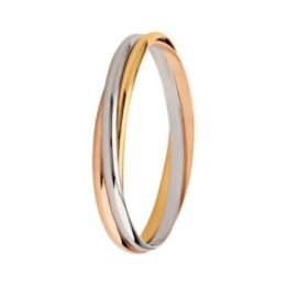 Scopri Anello Fedina in Argento formato da tre cerchi di tre colori di oro. online o in negozio RomanoGioielli.it