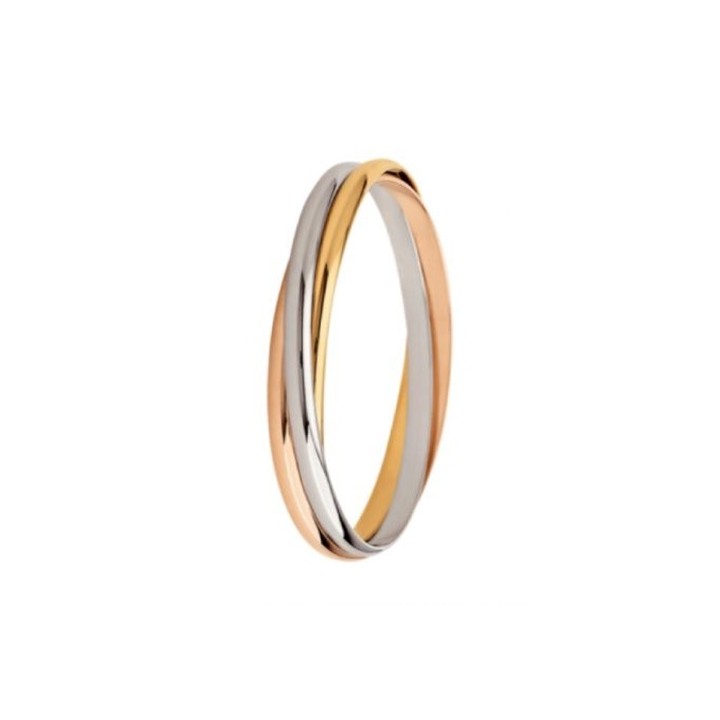 Scopri Anello Fedina in Argento formato da tre cerchi di tre colori di oro. online o in negozio RomanoGioielli.it