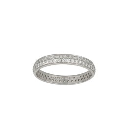 Anello Veretta in Oro con pave di Zirconi Bianchi Larga 3mm