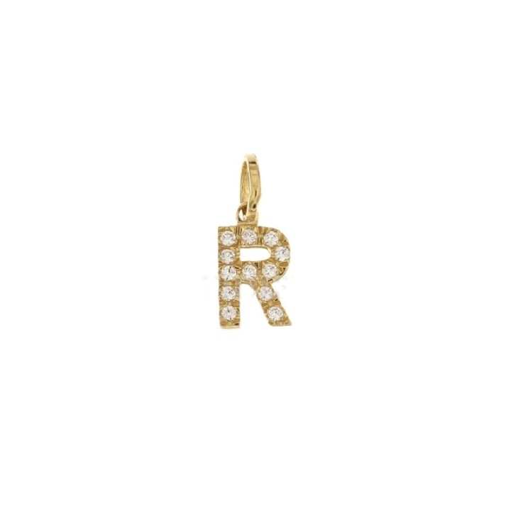 Iniziale Lettera Pendente in Oro con zirconi - RomanoGioielli