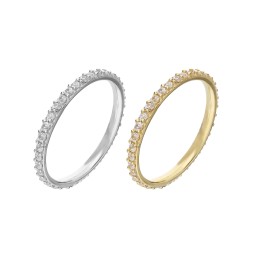 Anello Veretta in Oro Bianco o Giallo con pietre sull'intero anello