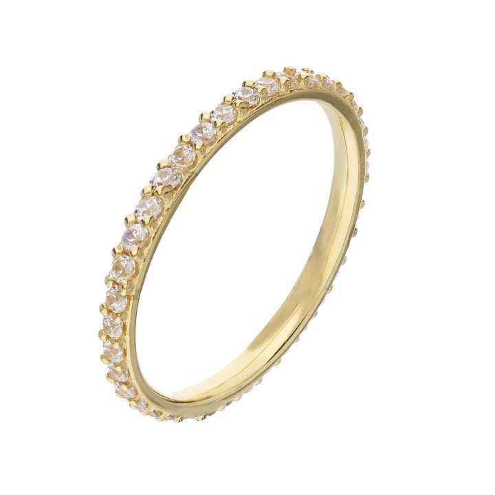 Anello Veretta in Oro Bianco o Giallo con pietre sull'intero anello