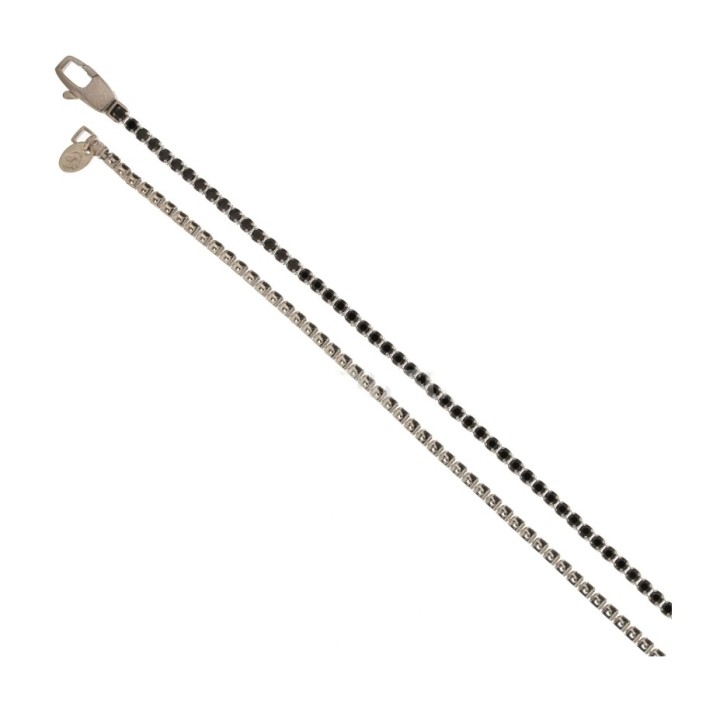 Bracciale Tennis unisex in Oro Bianco con pietre nere Antonio Romano Gioielli
