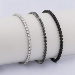 Bracciale Tennis Con Zirconi Bianchi o Neri in Acciaio | romanogioielli.it