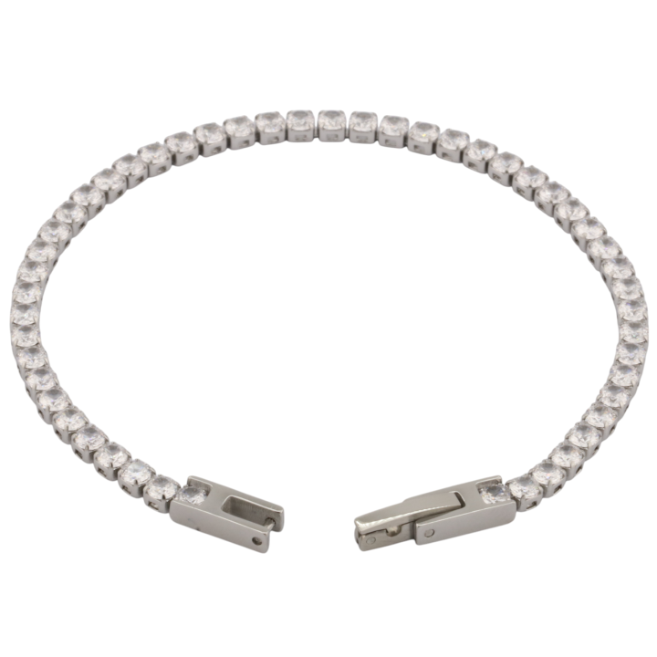 Bracciale Tennis Con Zirconi Bianchi o Neri in Acciaio | romanogioielli.it