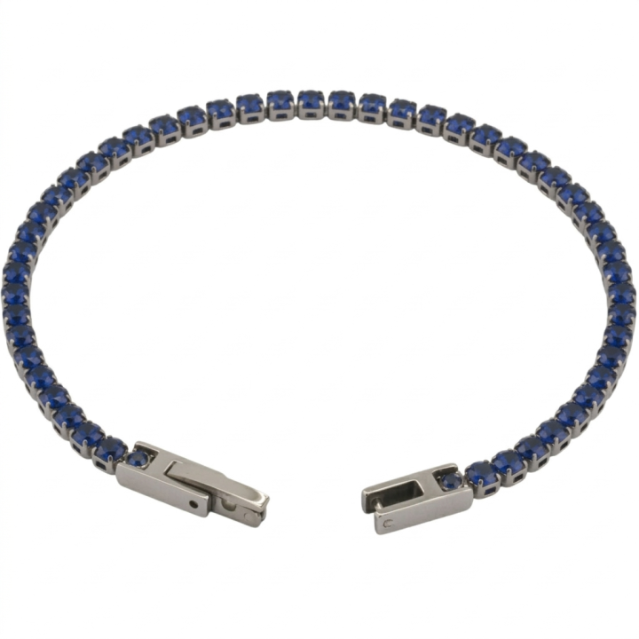 Bracciale Tennis Acciaio Con Zirconi BLU 3mm | romanogioielli.it