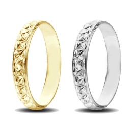 Anello Fedina modello Neve Sfaccettata in Oro 18kt Larga 3mm