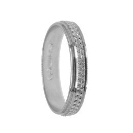 Anello Fedina in argento con lavorazione sfaccettata centrale - RomanoGioielli