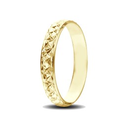 Anello Fedina modello Neve Sfaccettata in Oro 18kt Larga 3mm
