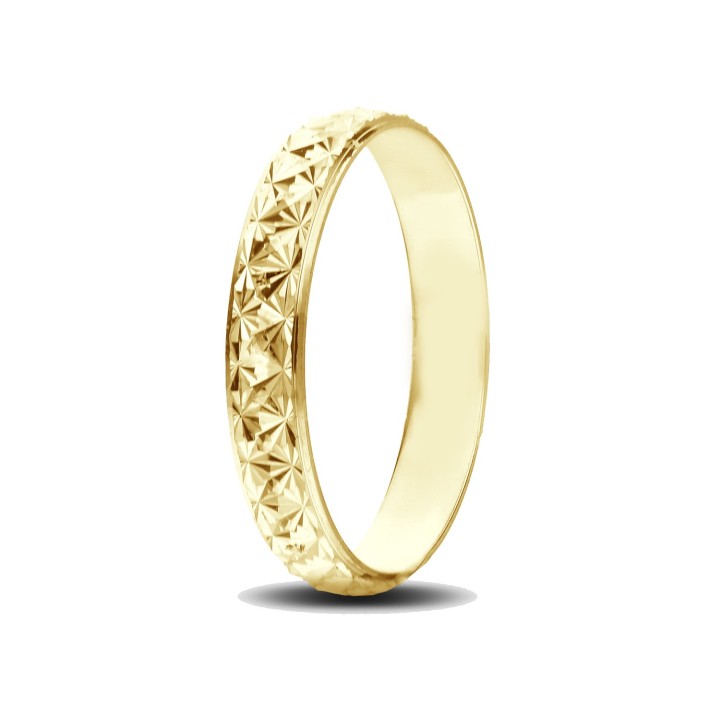 Anello Fedina modello Neve Sfaccettata in Oro 18kt Larga 3mm | RomanoGioielli