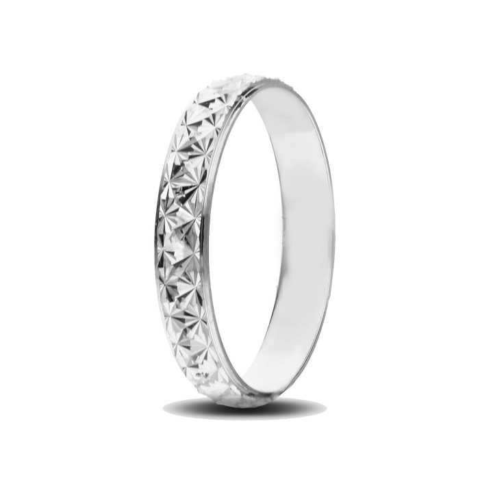 Anello Fedina modello Neve Sfaccettata in Oro 18kt Larga 3mm
