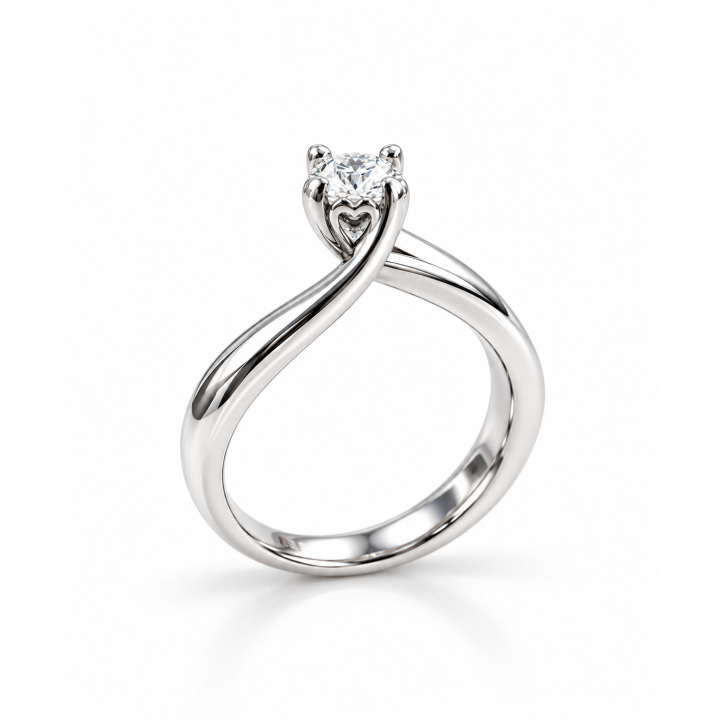 Anello solitario contrariè cuore-love