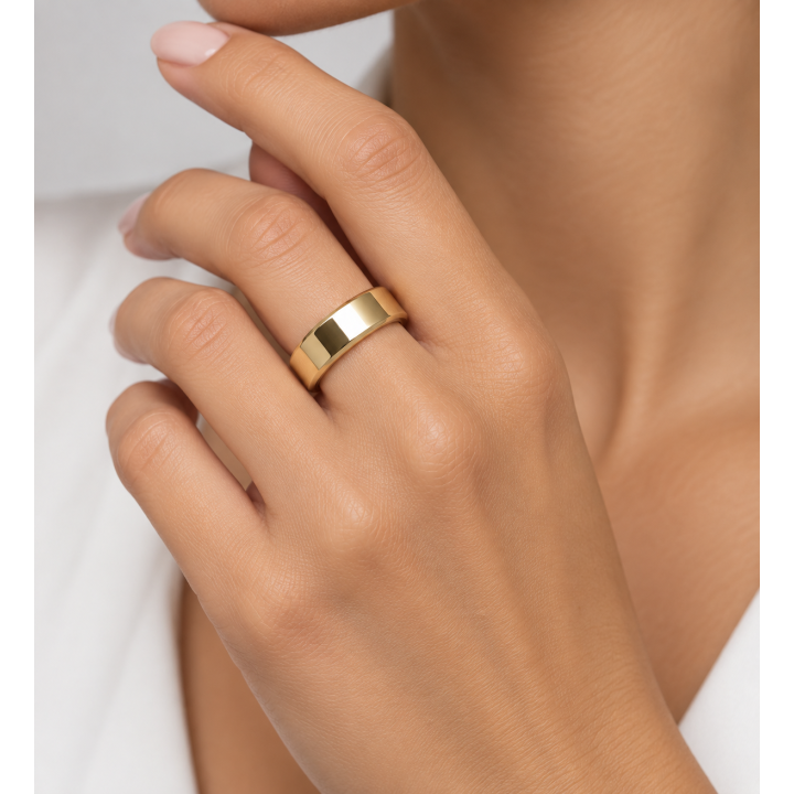 Fede a fascia piatta da 7mm in oro 18kt | RomanoGioielli