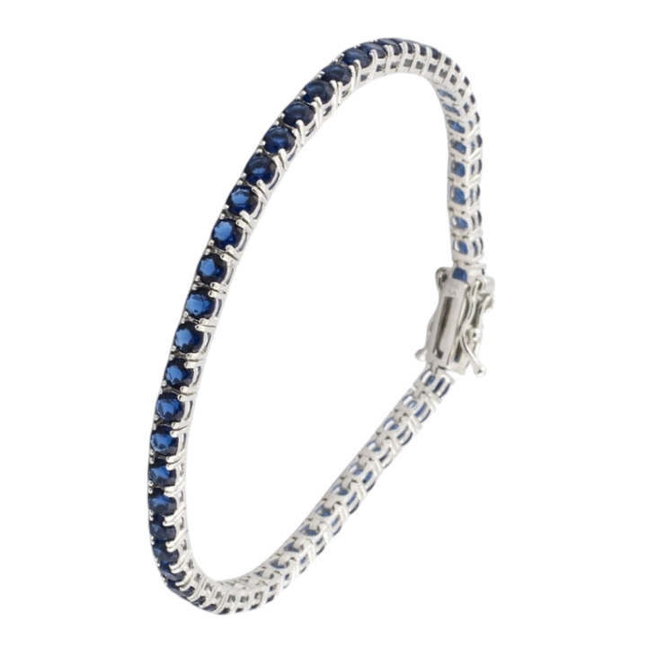 Bracciale Tennis in Argento 925 con Pietre Blu di 2mm di diametro.