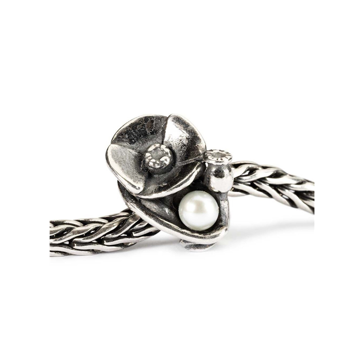 Bead Trollbeads Papavero D'Agosto in argento TAGBE-00034
