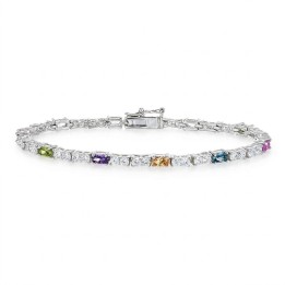 Tennis con pietre ovali multicolore e zirconi bianchi in Argento 925