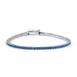 Bracciale Tennis Unisex con Cubic Zirconia blu da 2,5mm. Brand Ultima Edizione in Argento Rodiato o Placcato in Oro Giallo