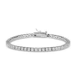 Bracciale Tennis Unisex con Cubic Zirconia 2mm. bianche Brand Ultima Edizione in Argento Rodiato o Placcato in Oro Giallo. Lungh