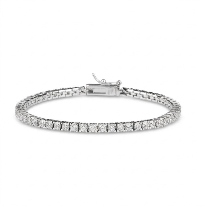 Bracciale Tennis Unisex con Cubic Zirconia 2mm. bianche Brand Ultima Edizione in Argento Rodiato o Placcato in Oro Giallo. Lungh