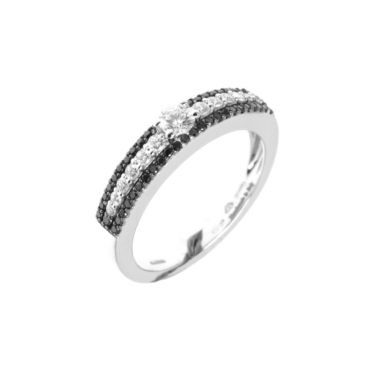 Anello veretta Salvini in oro 18kt e diamanti bianchi e neri 20042161